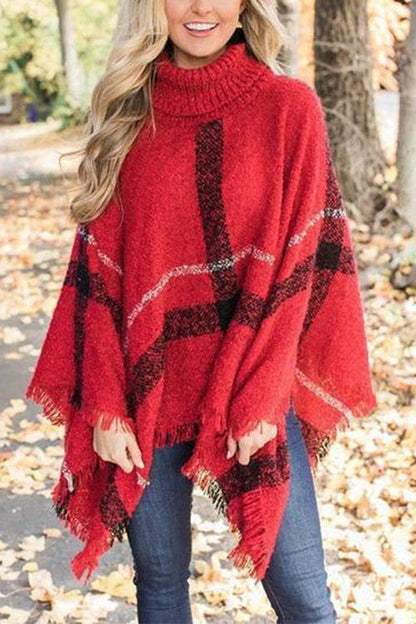 Margovil Chicest Tassel Lattice Cloak Poncho Sweater