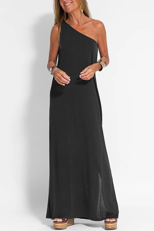 Margovil Sleeveless One Shoulder Side Split Maxi Dress