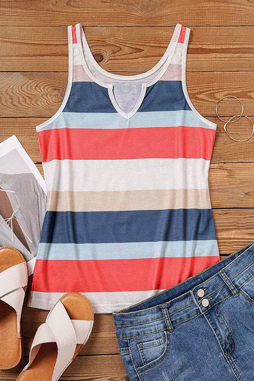 Margovil V Neck Color Block Striped Summer Tank Top