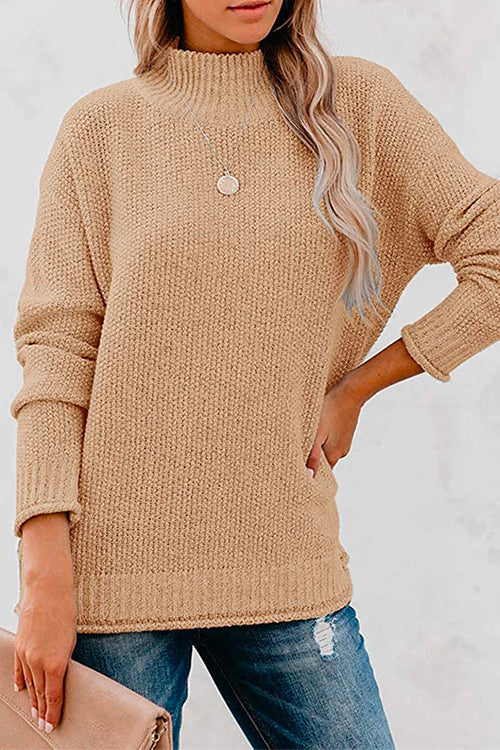 Margovil Fall Solid Mockneck Drop Shoulder Sweater