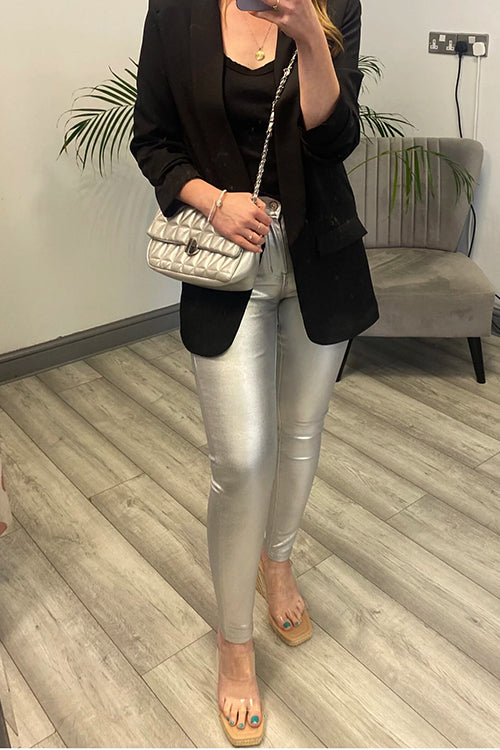 Chicest Skinny Metallic Faux Leather Pants