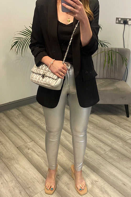 Chicest Skinny Metallic Faux Leather Pants