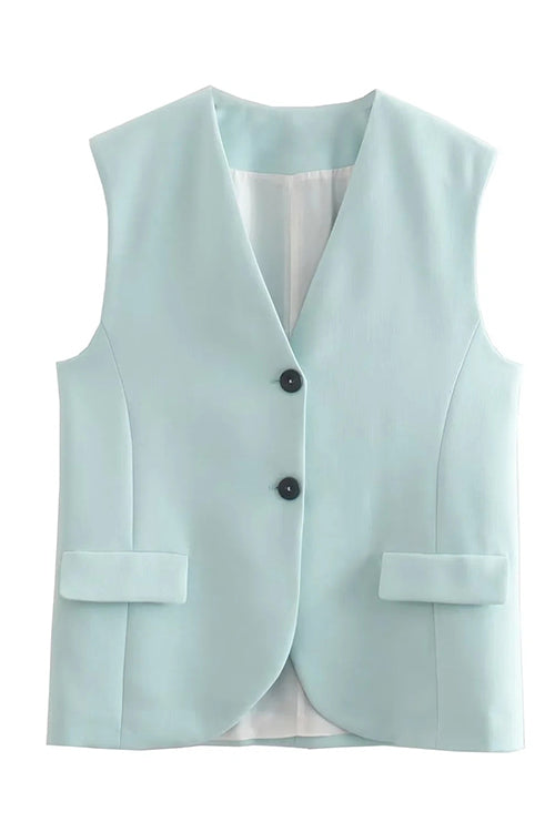 Margovil V Neck Single Breasted Blazer Vest