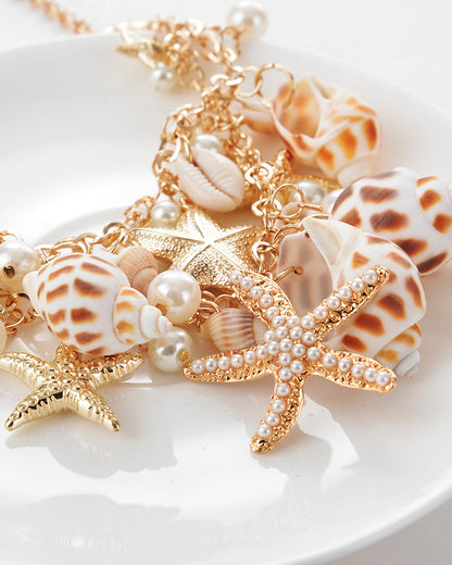 Beach Chain Conch Starfish Shell Necklace