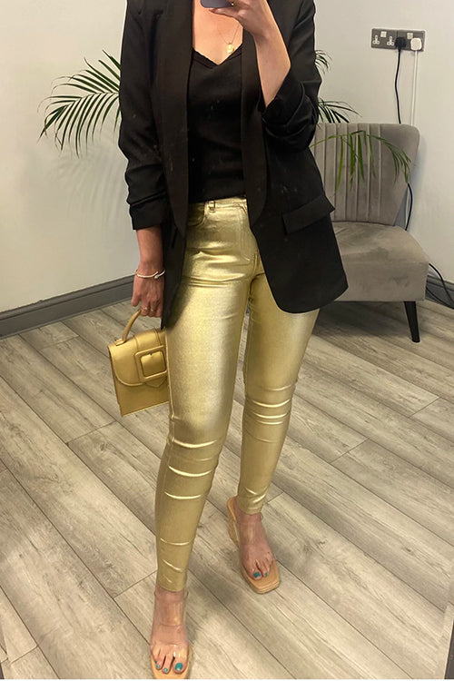 Chicest Skinny Metallic Faux Leather Pants