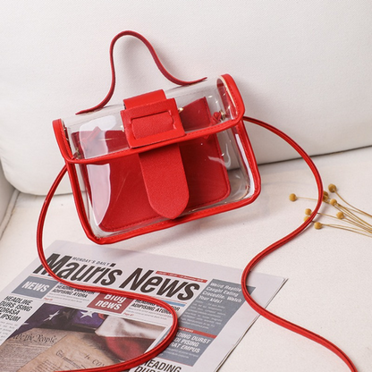 Fashion Casual Transparent Crossbody Bag Red One Size