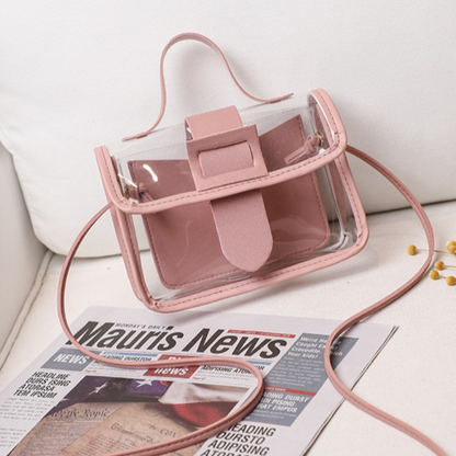 Fashion Casual Transparent Crossbody Bag Pink One Size