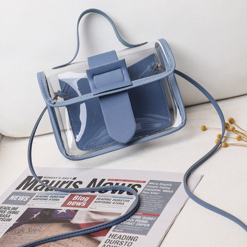 Fashion Casual Transparent Crossbody Bag Blue One Size