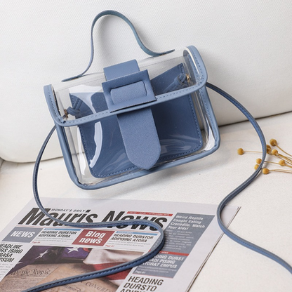 Fashion Casual Transparent Crossbody Bag Blue One Size