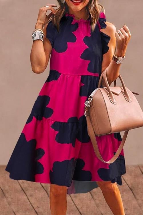 Margovil Sleeveless Printed Ruffle Midi Dress