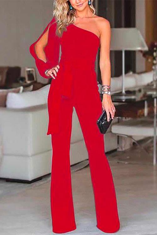 Margovil Cold One Shoulder Jumpsuit(7 Colors)