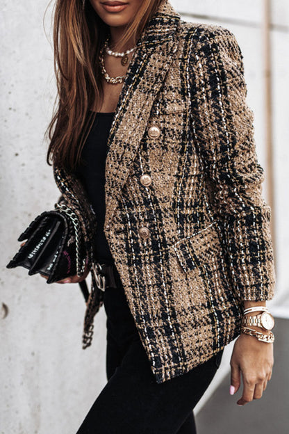 Fashion Street Adult Print Cardigan Turn-back Collar Outerwear Brown