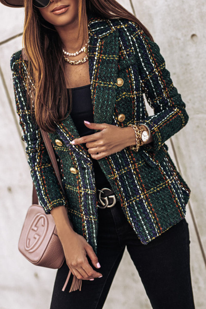 Fashion Street Adult Print Cardigan Turn-back Collar Outerwear Green