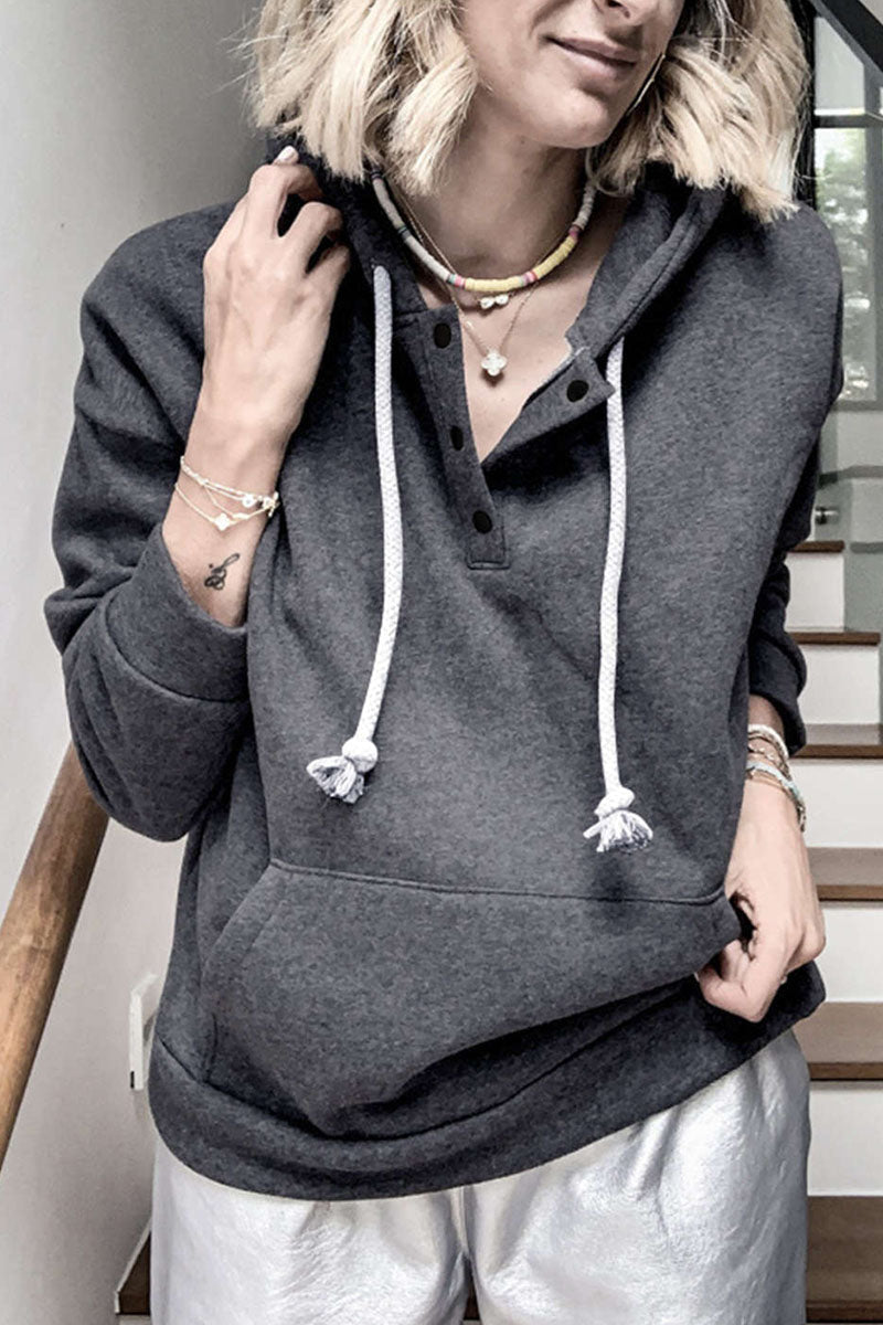 Casual Solid Patchwork Hooded Collar Tops(6 Colors)