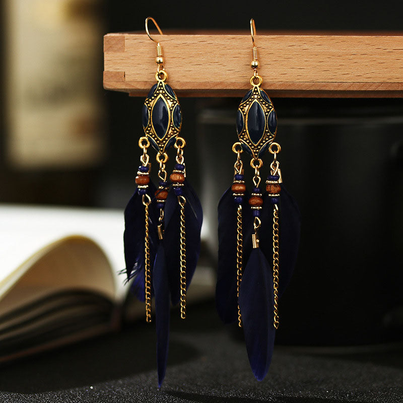 Fashion Bohemian Earrings Accessories(7 Colors) Dark Blue One Size