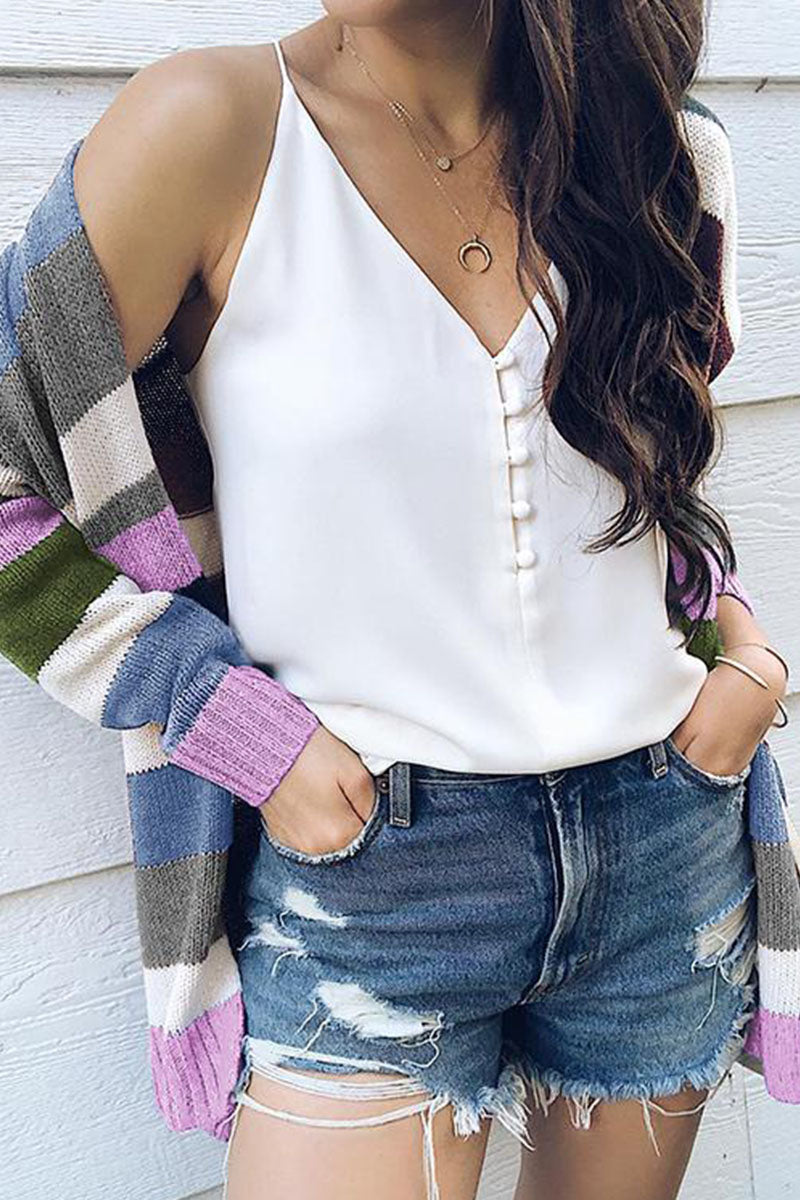 Fashion Street Striped Patchwork Sweaters