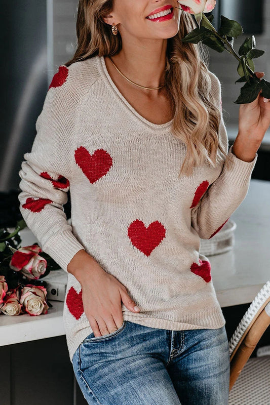 Casual Print Basic V Neck Mid Waist Sweater(5 Colors) White