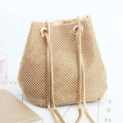 Fashion Casual Rhinestone Bucket Bags(3 Colors) Gold One Size