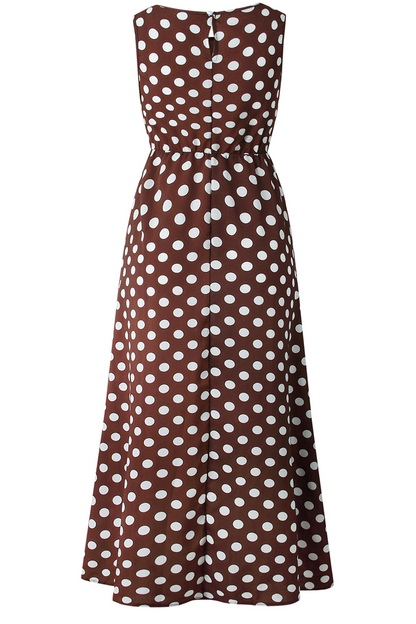 Fashion Street Polka Dot Patchwork O Neck A Line Dresses(5 Colors)