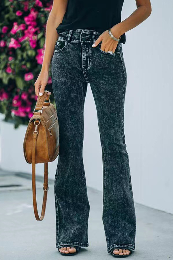 Street Plain Pants High Waist Wide Leg Bottoms Black