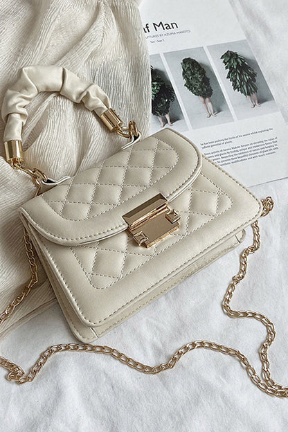 Fashion Casual Solid Patchwork Metal Accessories Decoration Chains Bags Cream White One Size