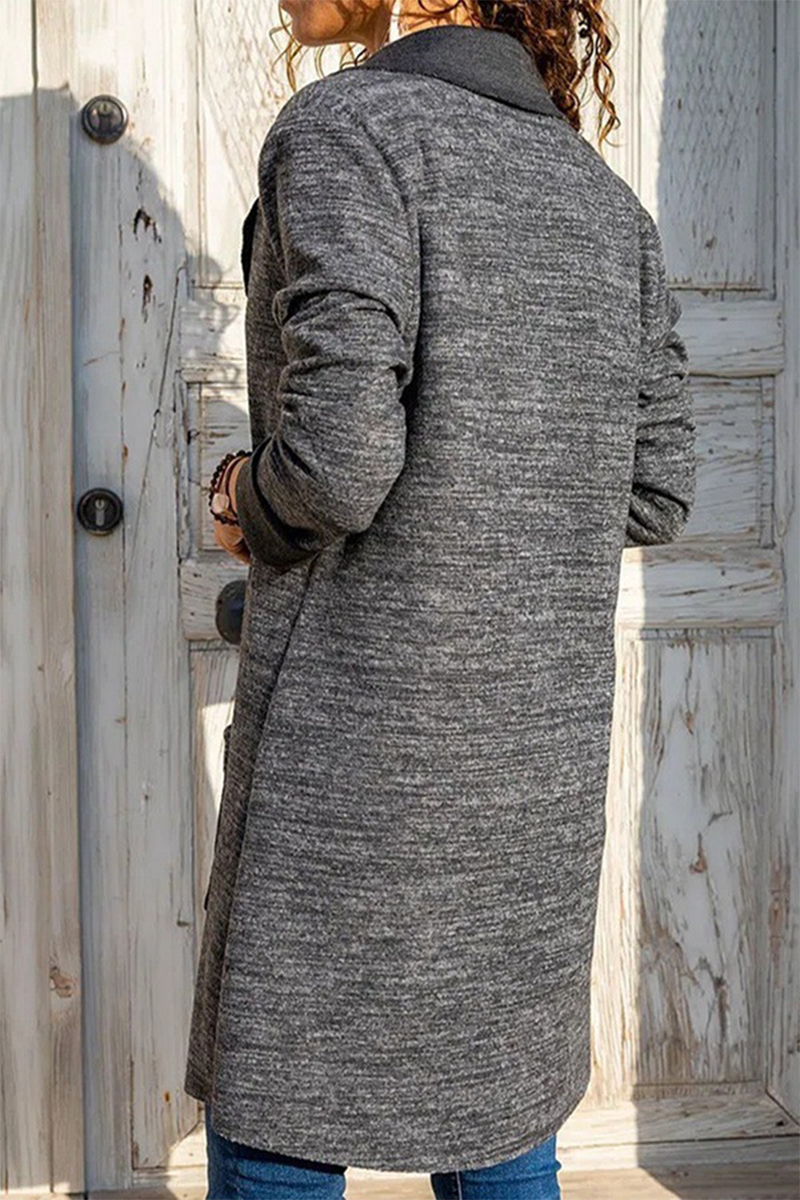 Casual Solid Patchwork Turndown Collar Outerwear