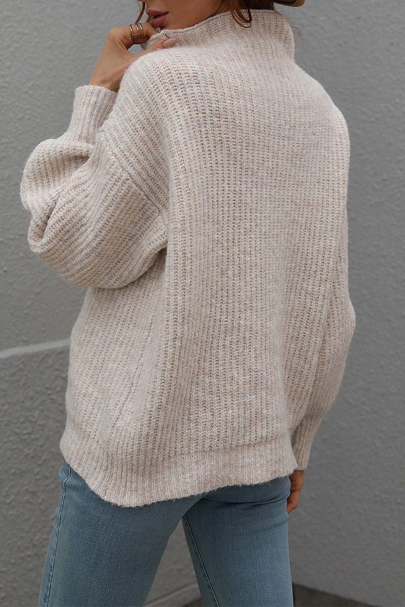 Casual Solid Patchwork Turtleneck Sweaters (6 Colors)