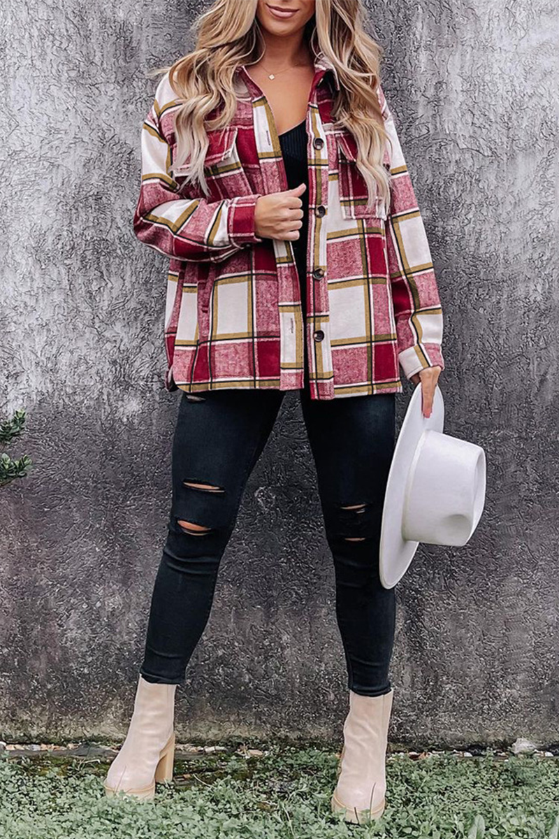 Casual Plaid Patchwork Turndown Collar Blouses(5 Colors)