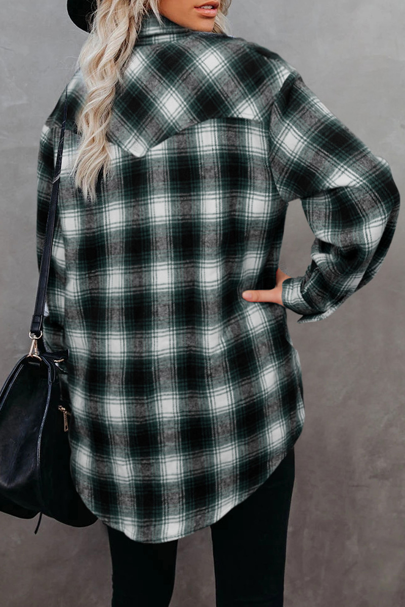 Casual Plaid Patchwork Turndown Collar Blouses(6 Colors)