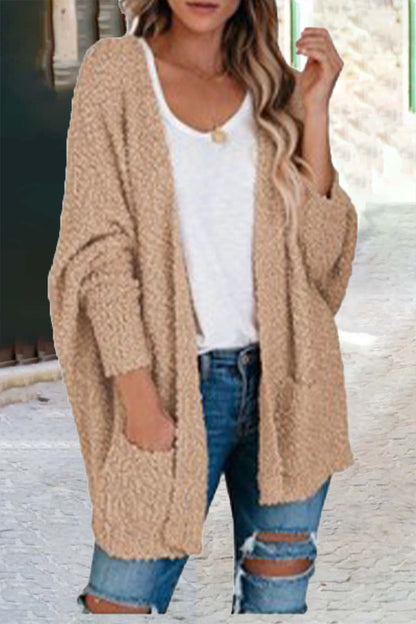 Casual Daily Solid Doll Sleeve Cardigan(6 Colors) Khaki