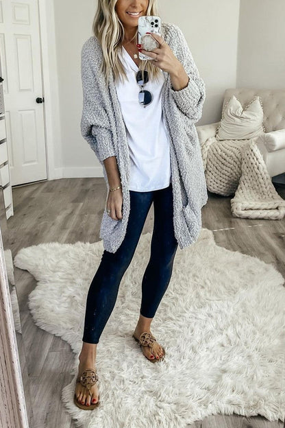 Casual Daily Solid Doll Sleeve Cardigan(6 Colors) Grey