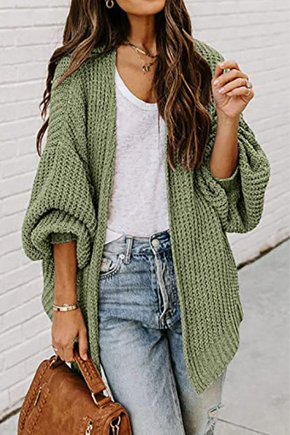 Casual Solid Color V Neck Sweater Cardigans(6 Colors) Green