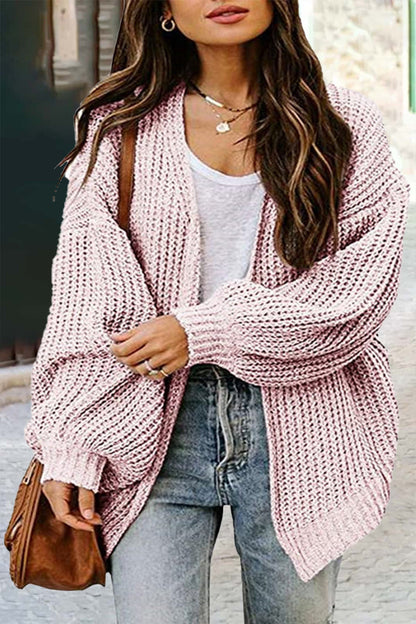 Casual Solid Color V Neck Sweater Cardigans(6 Colors) Pink