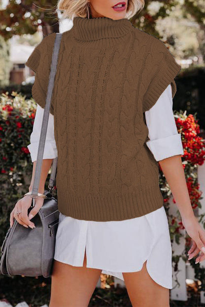 Casual Solid Patchwork Turtleneck Sweaters(4 Colors) Coffee