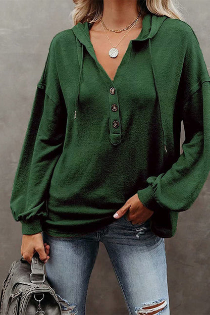 Casual Solid Frenulum V Neck Hoodies(11 Colors)