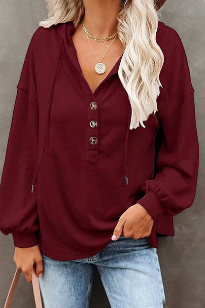 Casual Solid Frenulum V Neck Hoodies(11 Colors)