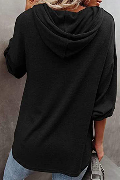 Casual Solid Frenulum V Neck Hoodies(11 Colors)