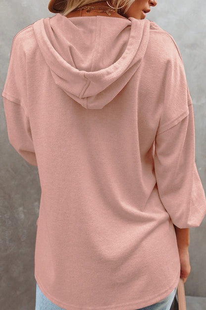 Casual Solid Frenulum V Neck Hoodies(11 Colors)