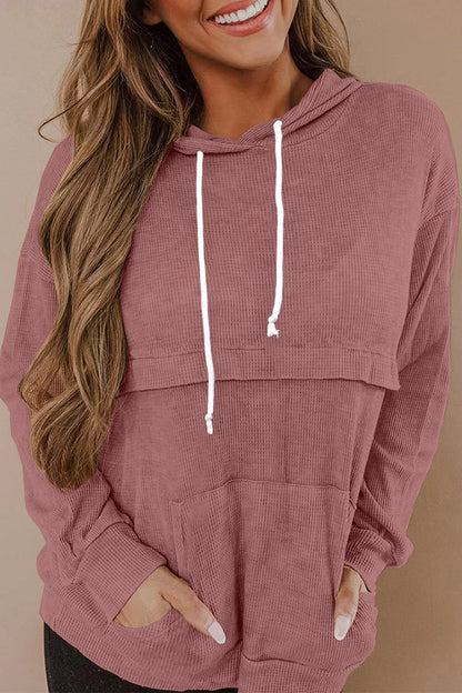 Casual Solid Color O Neck Hoodies(4 Colors) Brick Red