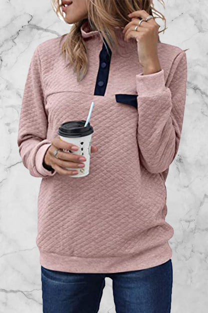 Casual Solid Patchwork Turtleneck Hoodies(7 Colors) Pink