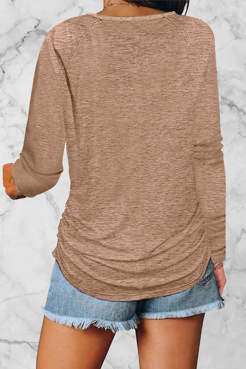 Casual Solid Fold V Neck Tops(8 Colors)