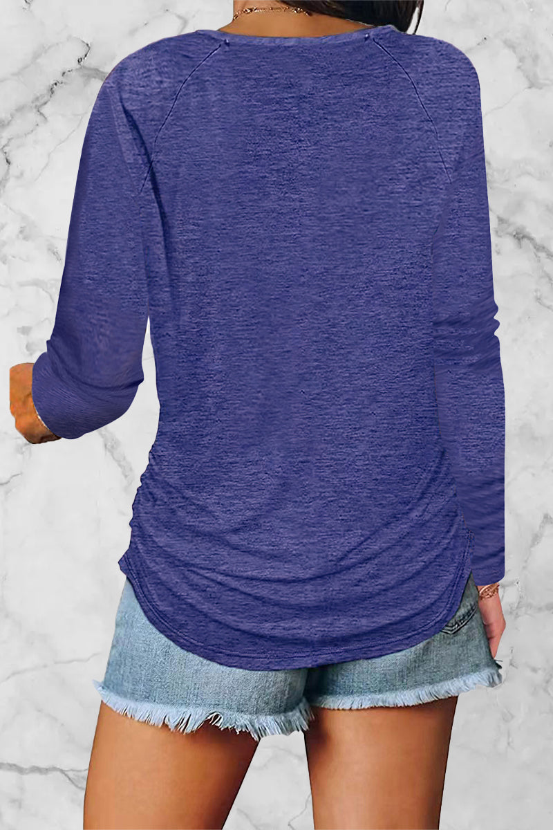 Casual Solid Fold V Neck Tops(8 Colors)