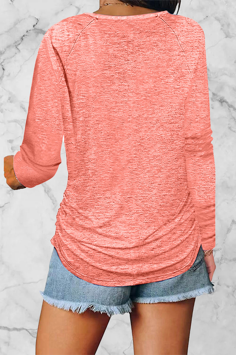 Casual Solid Fold V Neck Tops(8 Colors)