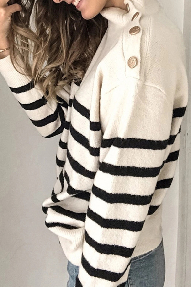 Casual Striped Patchwork Turtleneck Sweaters(4 Colors)