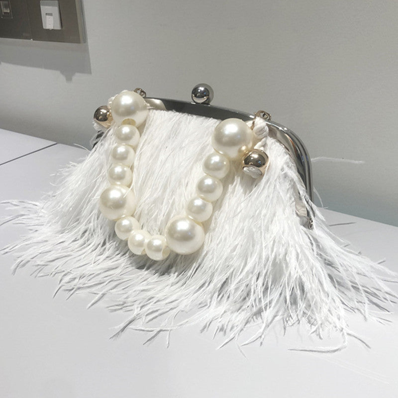 Daily Party Patchwork Feathers Pearl Bags White One Size