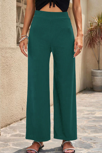 Casual Straight Mid Waist Straight Solid Color Bottoms(6 Colors) Green