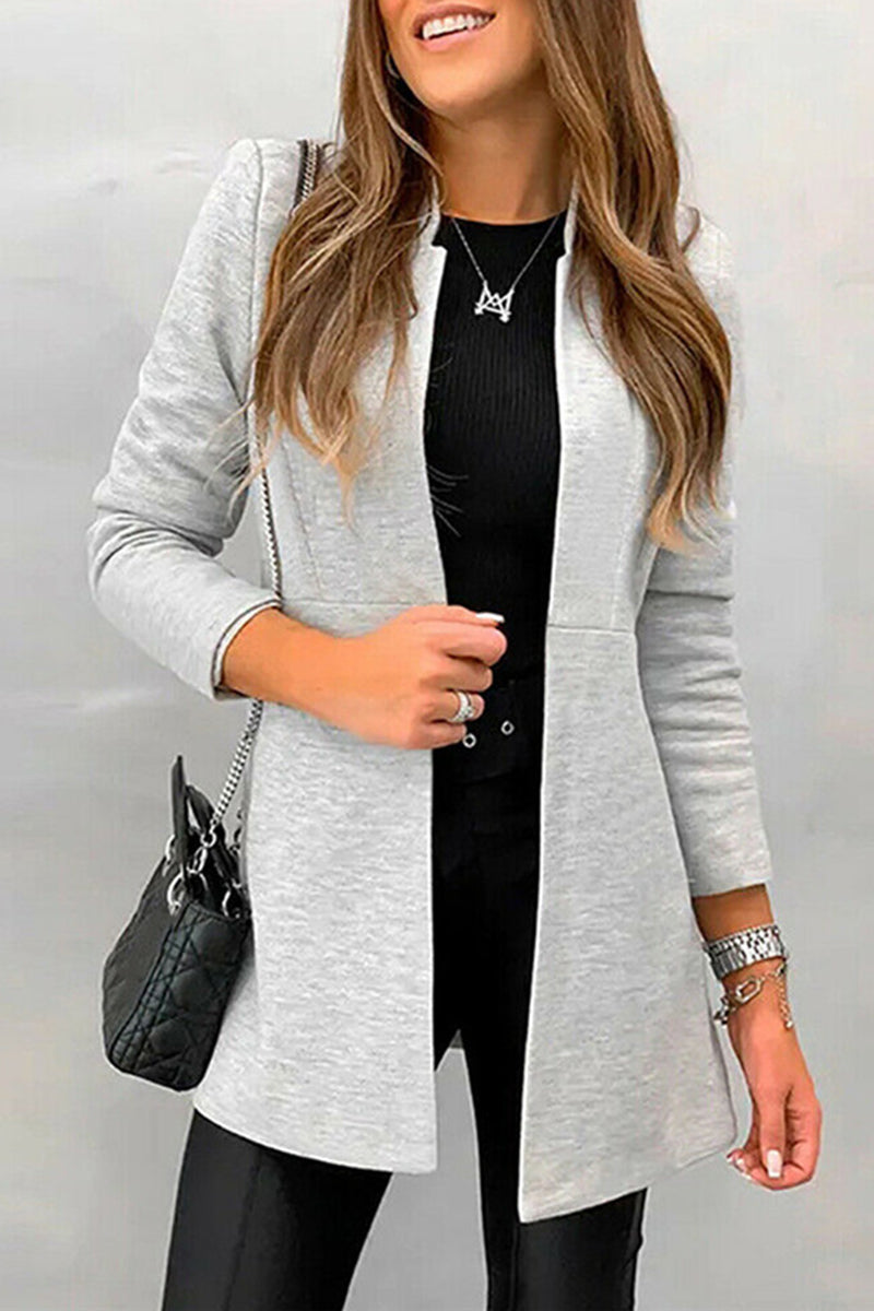 Solid Solid Color Half A Turtleneck Outerwear White Grey