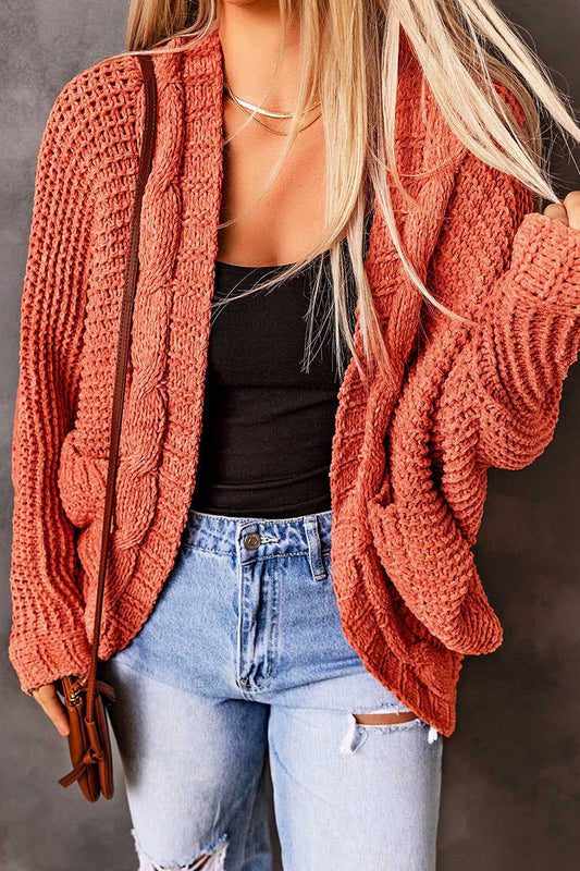 Elegant Solid Pocket Cardigan Collar Cardigans(8 Colors) Rust Red One Size