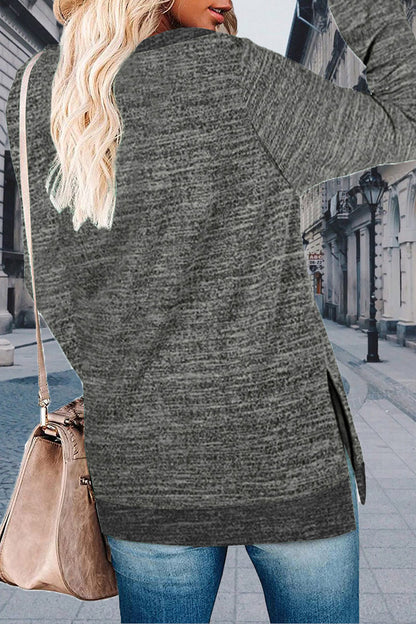 Casual Solid Contrast O Neck Tops