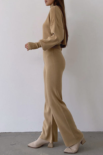 Casual Solid Solid Color Turtleneck Long Sleeve Two Pieces